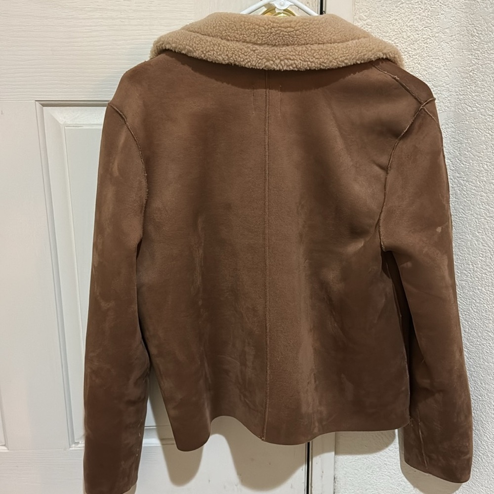 H&M faux suede jacket size 2 brown - Picture 2 of 7